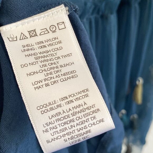 Anthropologie Maeve Blue Fringe Maxi TULLE MASTI TASSLE SKIRT - Picture 5 of 8